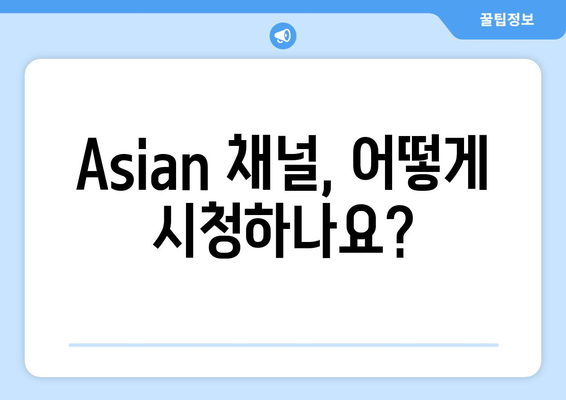 Asian 편성표 최신 채널 번호와 시청 방법 알아보기