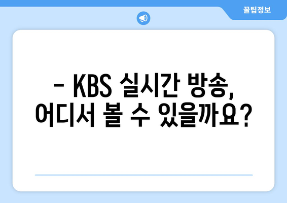 KBS 실시간 방송 시청 방법 및 채널 정보 확인