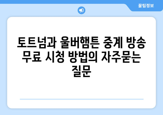 토트넘과 울버햄튼 중계 방송 무료 시청 방법