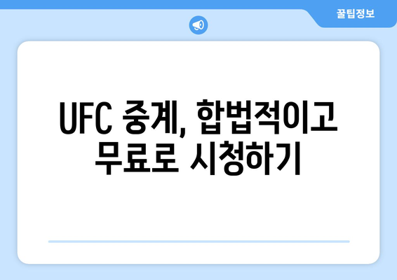 UFC 중계 방송 무료 시청 방법 알아보기