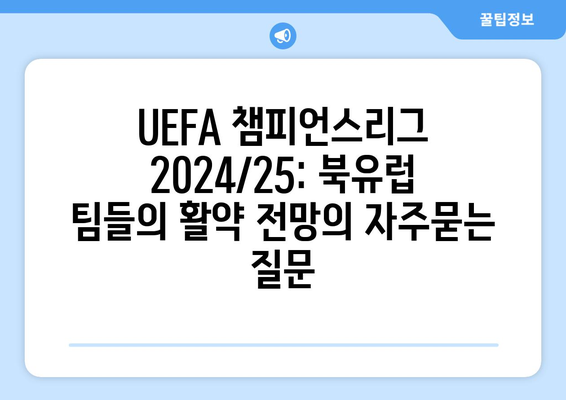 UEFA 챔피언스리그 2024/25: 북유럽 팀들의 활약 전망