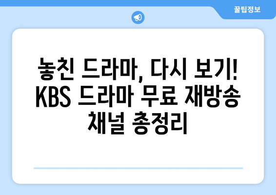 KBS 드라마 무료 재방송 시청