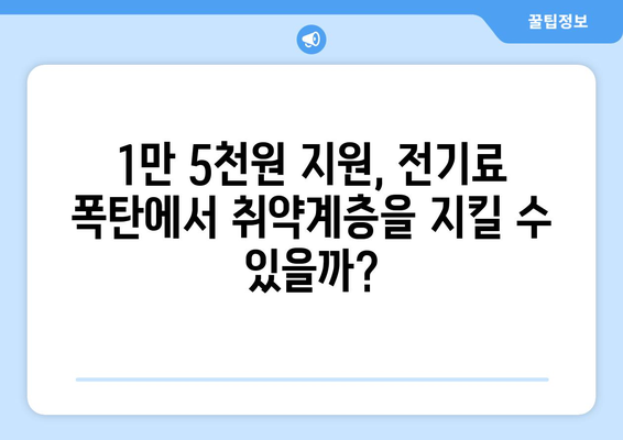 전기값 인상에 대응한 취약계층 지원, 1만5천원 지원안