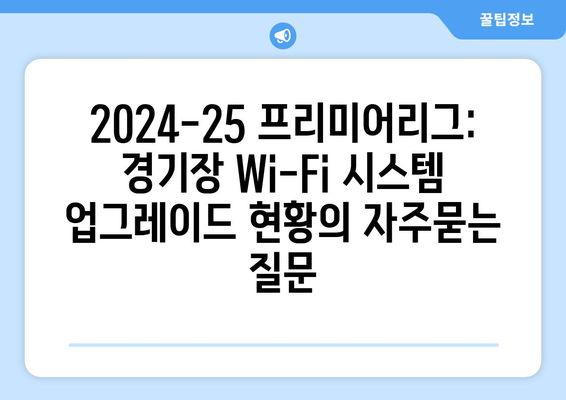 2024-25 프리미어리그: 경기장 Wi-Fi 시스템 업그레이드 현황