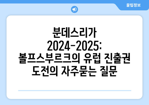 분데스리가 2024-2025: 볼프스부르크의 유럽 진출권 도전