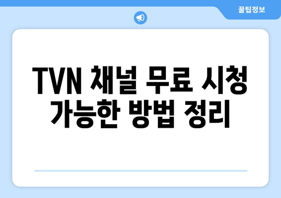 TVN 무료 실시간 시청방법 소개