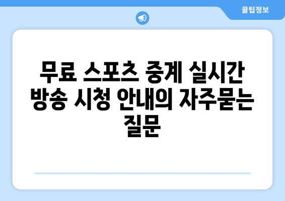 무료 스포츠 중계 실시간 방송 시청 안내