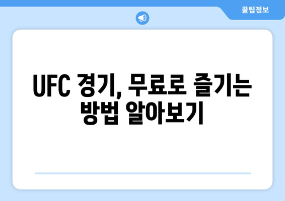 UFC 중계 방송을 무료로 시청하는 방법 안내