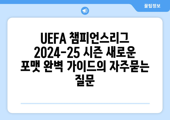 UEFA 챔피언스리그 2024-25 시즌 새로운 포맷 완벽 가이드