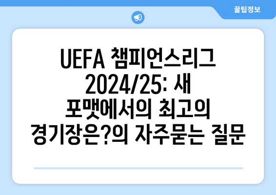 UEFA 챔피언스리그 2024/25: 새 포맷에서의 최고의 경기장은?