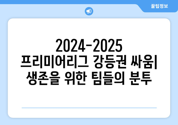 2024-2025 프리미어리그 강등권 싸움: 생존을 위한 팀들의 분투