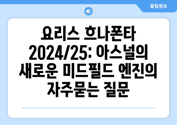 요리스 흐나폰타 2024/25: 아스널의 새로운 미드필드 엔진