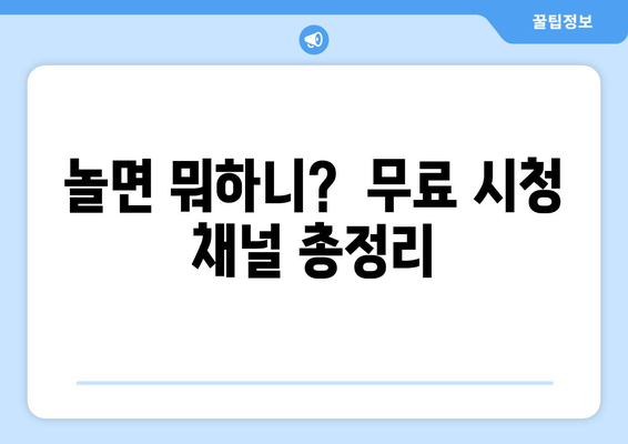 놀면 뭐하니? 무료 시청 방법