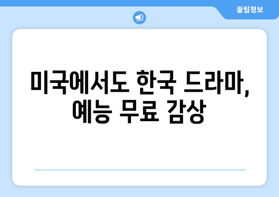 미국에서 한국 드라마, 예능 무료로 시청 메뉴얼