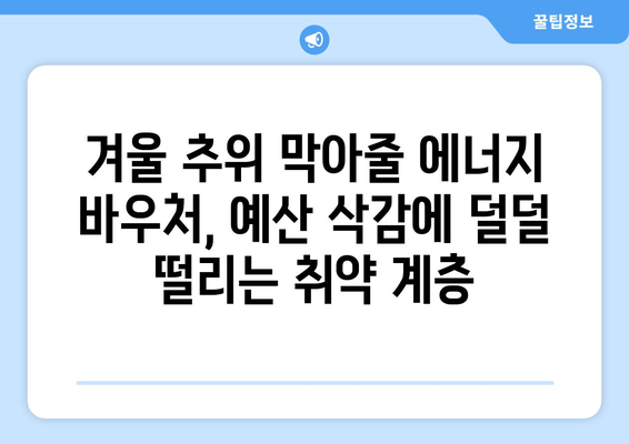 취약 계층에 에너지 바우처 예산 삭감 충격