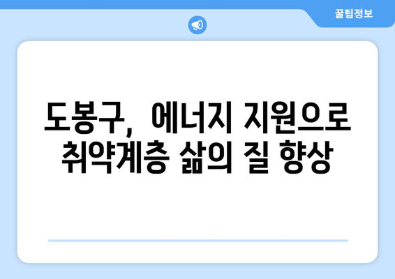 취약계층 에너지 지원: 도봉구의 