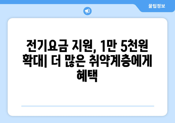 취약계층 전기요금 지원, 1만5천원으로 늘어나