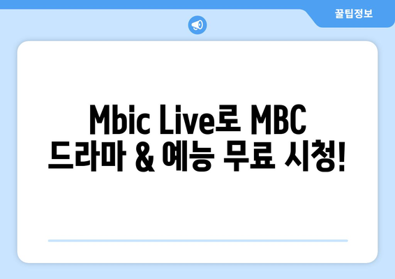 MBC 드라마와 예능을 무료로 보는 꿀팁! Mbic Live 가이드