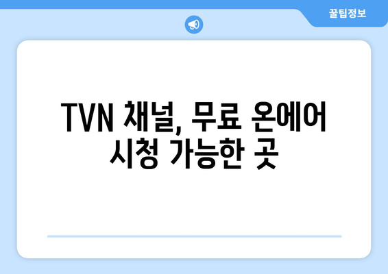 TVN 실시간 무료 온에어 시청 방법