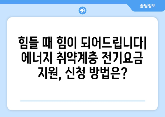 에너지 취약계층 전기요금 지원: 고령자와 장애인 지원