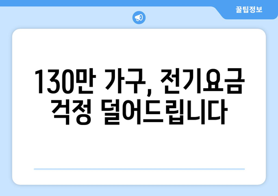 에너지 취약계층을 위한 130만 가구 전기 지원금