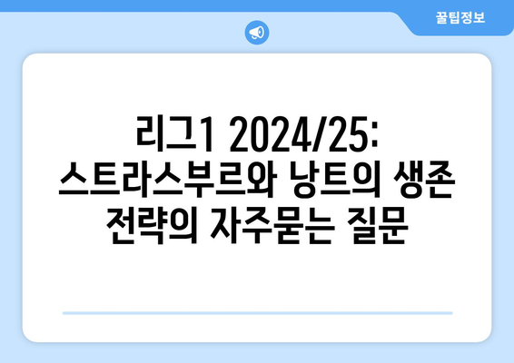 리그1 2024/25: 스트라스부르와 낭트의 생존 전략