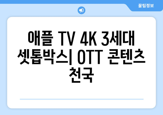 애플 TV 4K 3세대 셋톱박스 장단점 비교: OTT 시청, 실시간 TV, 애플 TV 리모컨