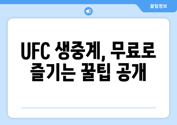 UFC 중계 무료 시청 방법 일거 알아보기