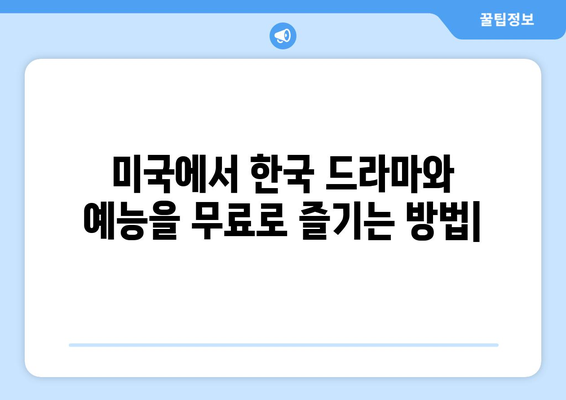 미국에서 한국 드라마와 예능을 무료로 시청하기