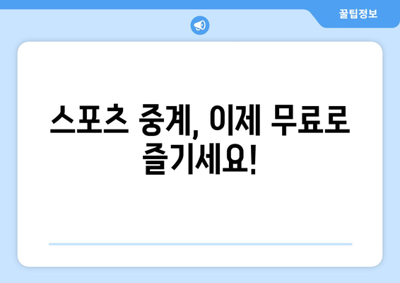 스포츠 중계 무료 시청 방법 - 그간의 궁금증 해결하기