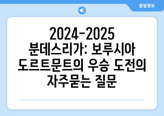 2024-2025 분데스리가: 보루시아 도르트문트의 우승 도전