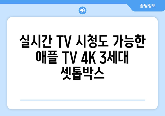 애플 TV 4K 3세대 셋톱박스 장단점 비교: OTT 시청, 실시간 TV, 애플 TV 리모컨