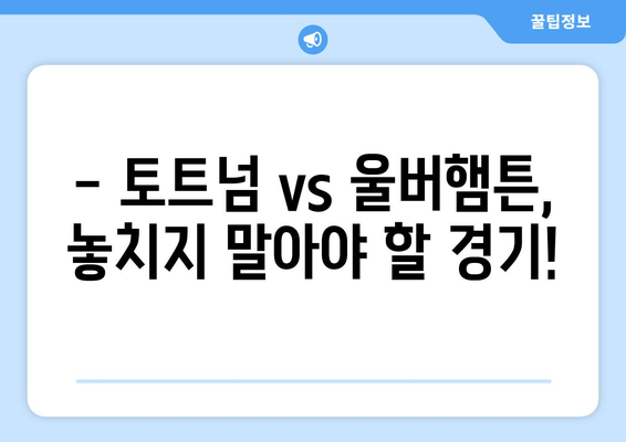 토트넘과 울버햄튼 리그 경기 중계 일정과 무료 시청 방법