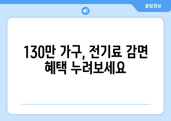 취약계층 전기료 감면 안내, 130만 가구 혜택