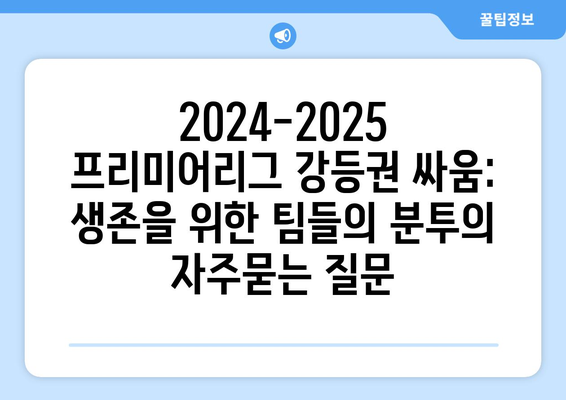 2024-2025 프리미어리그 강등권 싸움: 생존을 위한 팀들의 분투