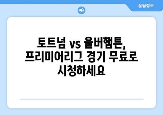 토트넘과 울버햄튼 프리미어리그 중계 무료 시청하기