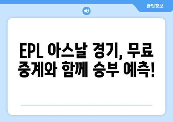 EPL 중계 아스날 경기 분석 방송 무료 시청