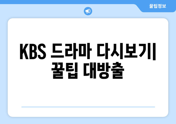 kbs드라마 다시보기 및 무료 시청 정보: 정 주행 24시간 LIVE