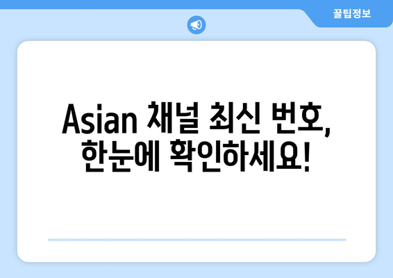 Asian 편성표 최신 채널 번호와 시청 방법 알아보기