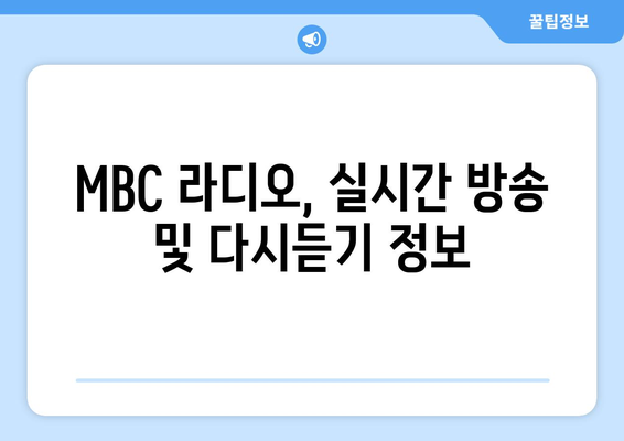 MBC 편성표와 라디오 편성표 최신 일정 확인하기