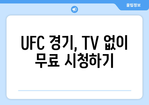 UFC 중계 방송 무료 시청 방법 알아보기