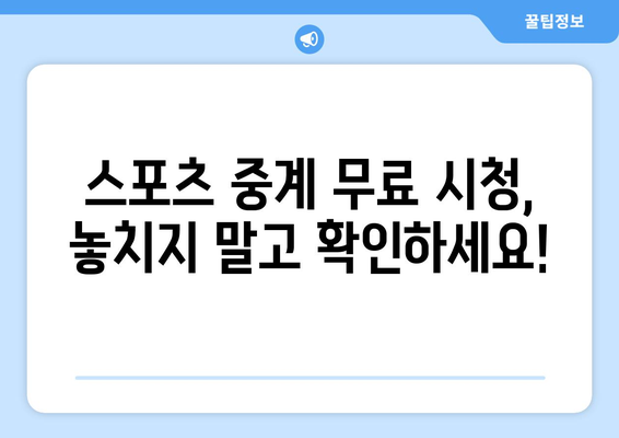 스포츠 중계 무료 시청 방법 - 그간의 궁금증 해결하기