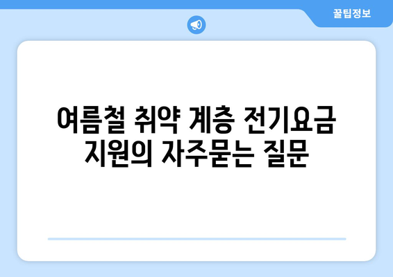 여름철 취약 계층 전기요금 지원