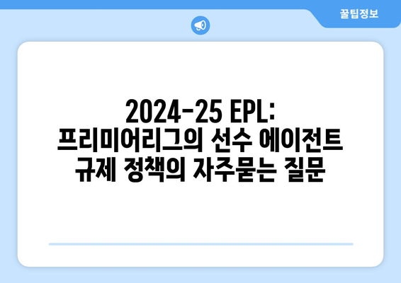 2024-25 EPL: 프리미어리그의 선수 에이전트 규제 정책