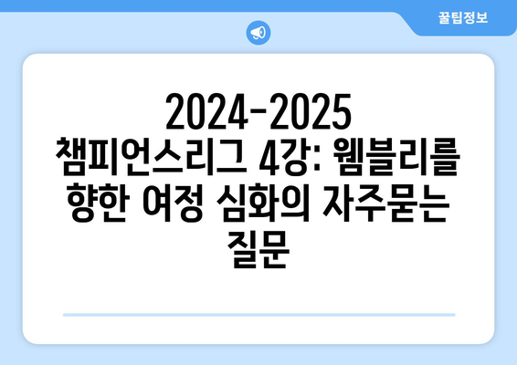 2024-2025 챔피언스리그 4강: 웸블리를 향한 여정 심화