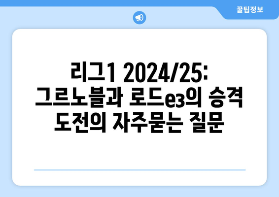 리그1 2024/25: 그르노블과 로드ез의 승격 도전