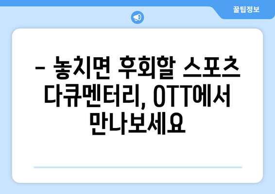 스포츠 팬을 위한 다큐멘터리: 2024년 8월 OTT 추천작