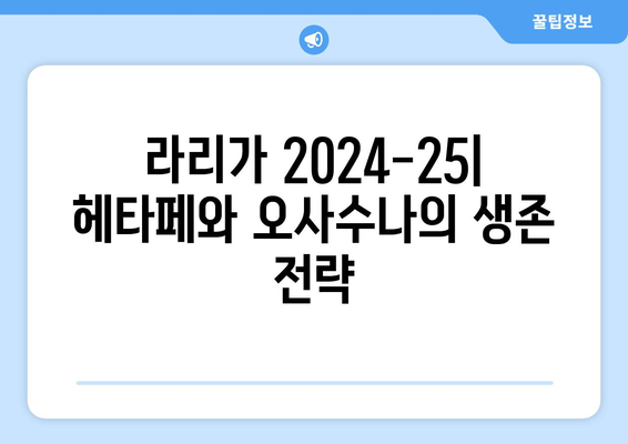 라리가 2024-25: 헤타페와 오사수나의 생존 전략