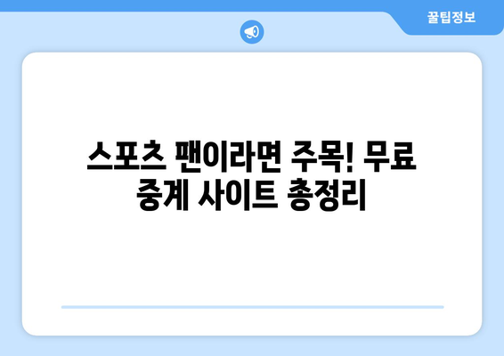 스포츠 중계를 실시간으로 무료 시청하기