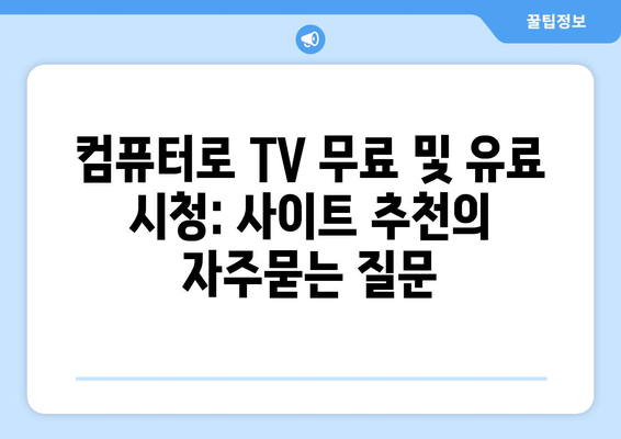 컴퓨터로 TV 무료 및 유료 시청: 사이트 추천